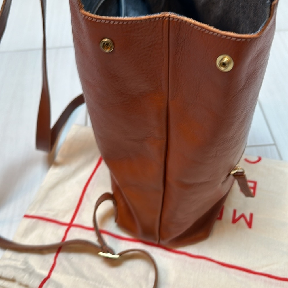 Clare V Cognac Brown Leather Backpack with Red Zip Detail - Picture 6 of 9